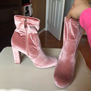 BRAND NEW PINK VELOUR BOOTIES
